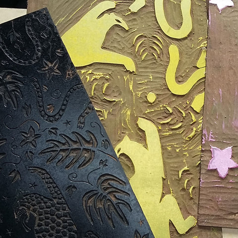 Alexis Snell Lino print behind the scenes at The Monkey Puzzle Tree 