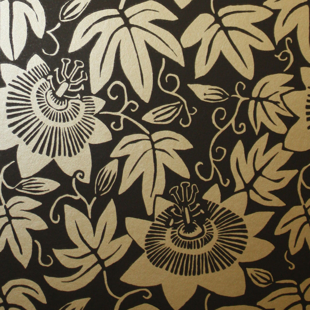 Black And Gold Passion Flower Wallpaper By Alexis Snell For The