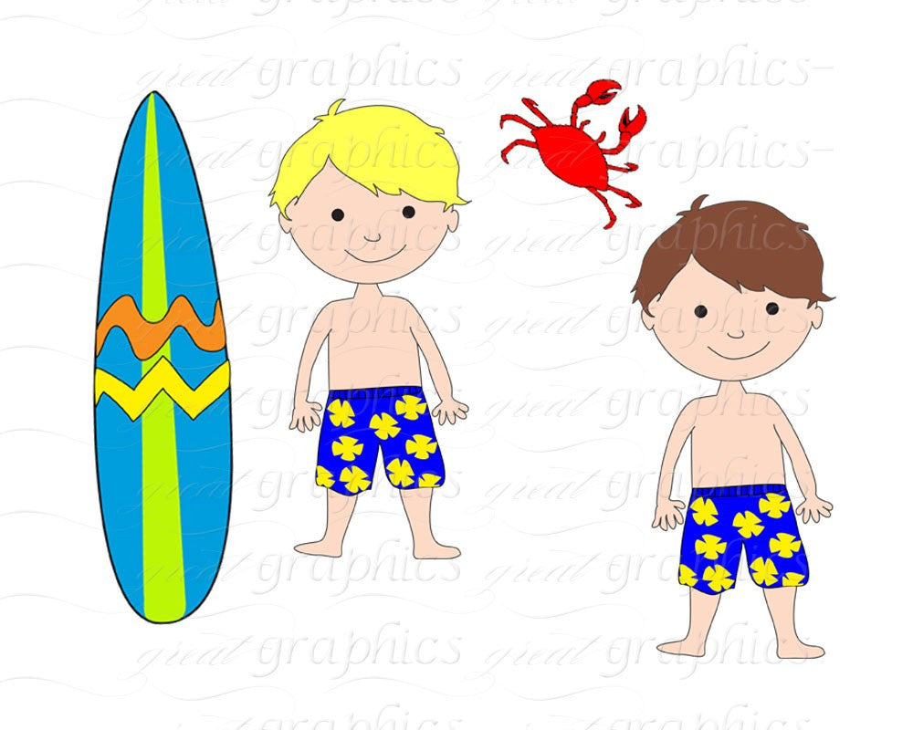 Surfer Boy Digital Clip Art Surfboard Digital Clipart Surf