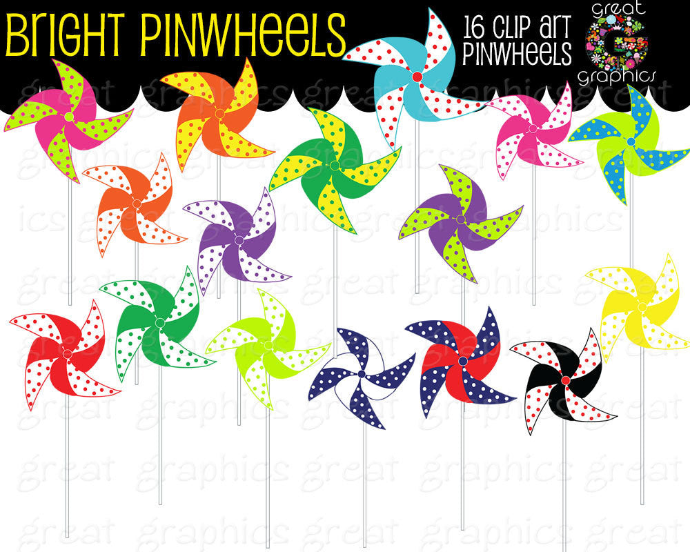 Pinwheel Clip Art Digital Clipart Printable Party Clipart Birthday