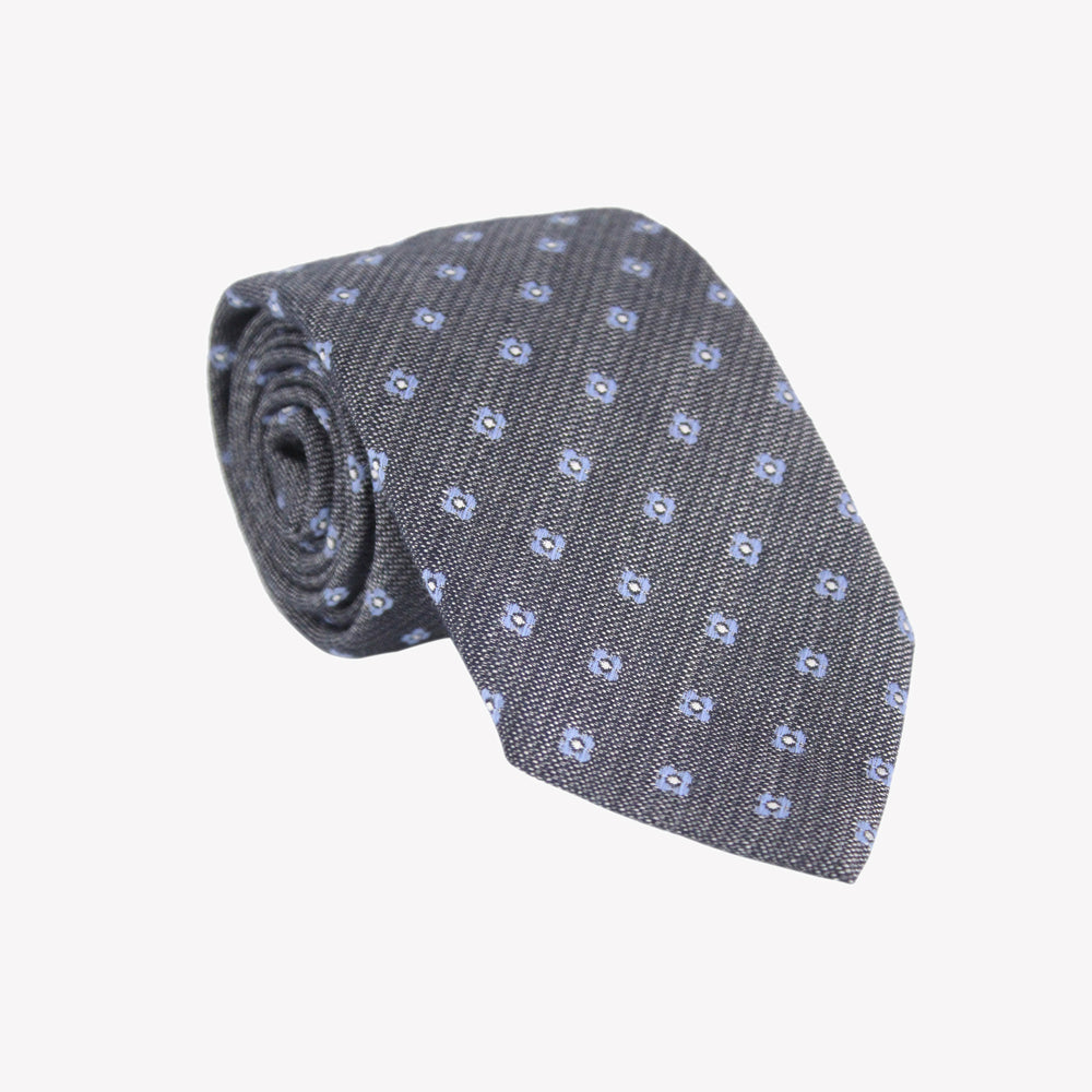 Grey with White and Light Blue Tie