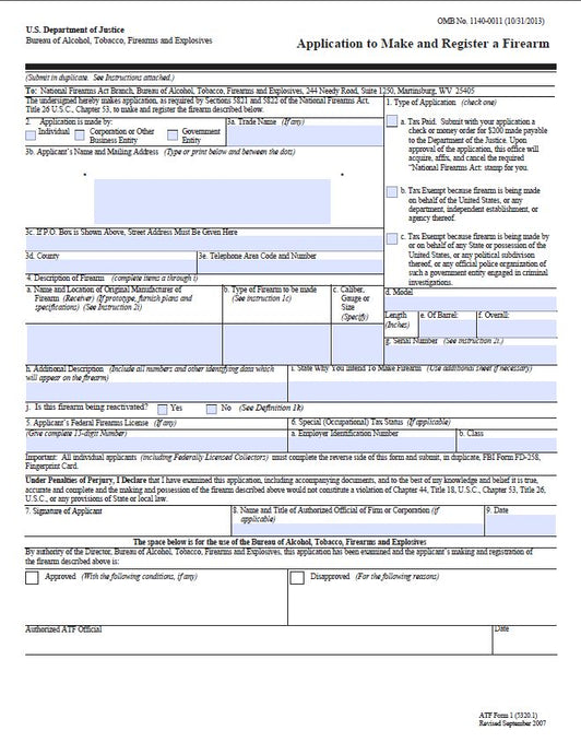 Atf Form 1 Fillable