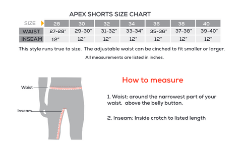 showers pass men's apex shorts size chart