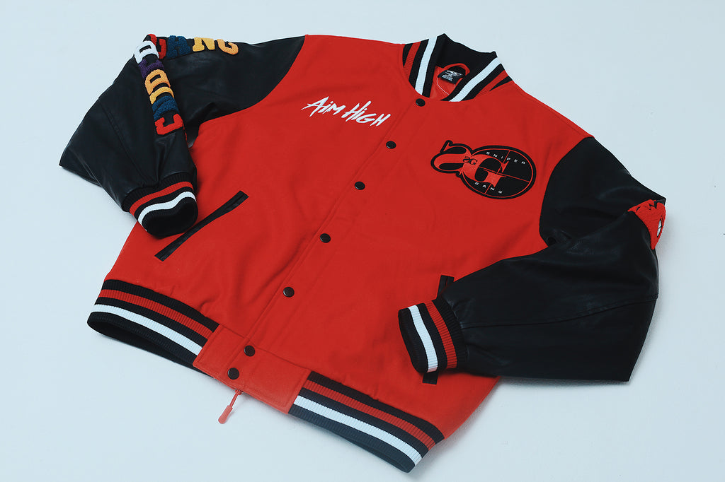 Aim High Varsity Jacket Sniper Gang Apparel - red varsity jacket roblox