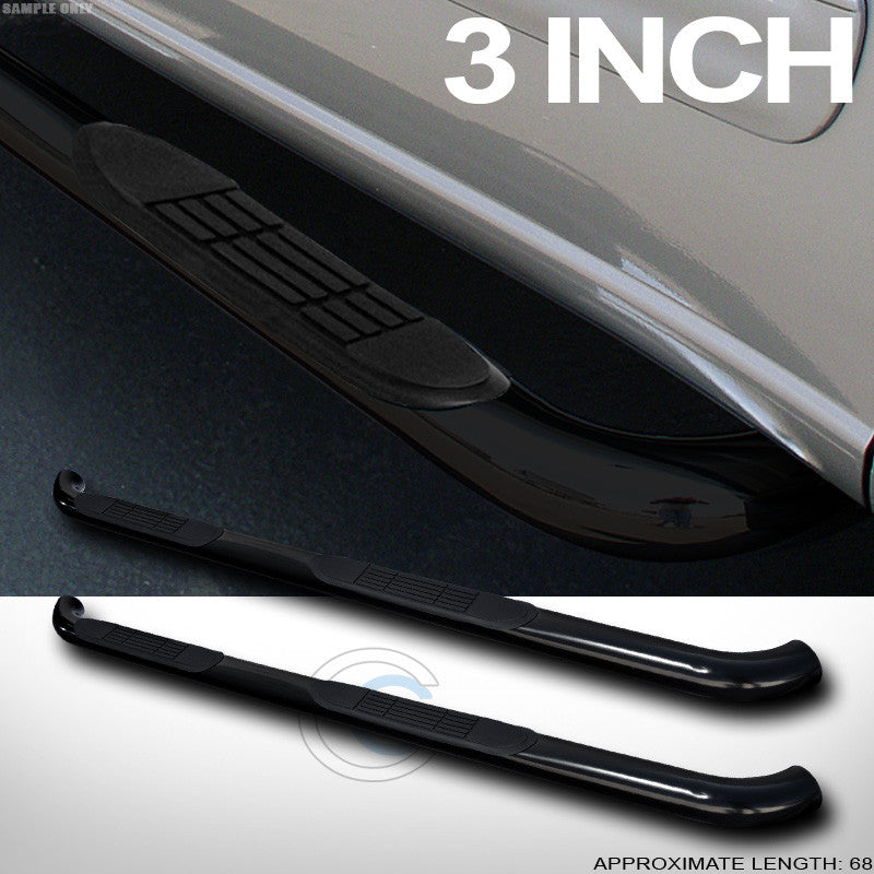 3" BLK STEEL SIDE STEP NERF BARS RAIL RUNNING BOARDS JL 07-16 WRANGLER 4D/4DR JK