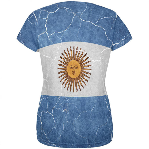 Distressed Argentina Flag All Over Womens T Shirt