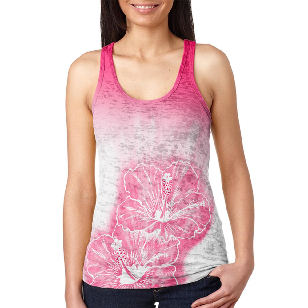 Ombre Hawaii Red Hibiscus Flowers Juniors Burnout Racerback Tank Top ...