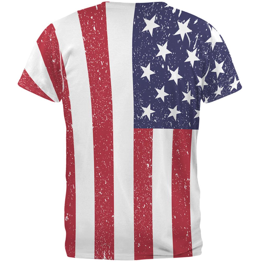 4th of July American Flag Distressed All Over Adult T-Shirt – Old Glory