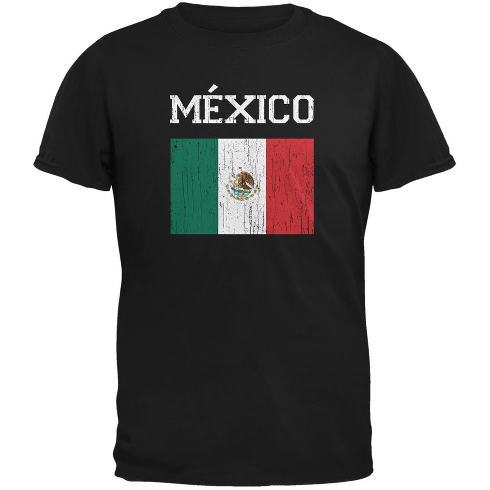 World Cup Distressed Flag Mexico Black Youth TShirt Old Glory