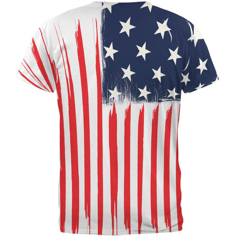 Brushed American Flag All Over Adult T-Shirt – Old Glory