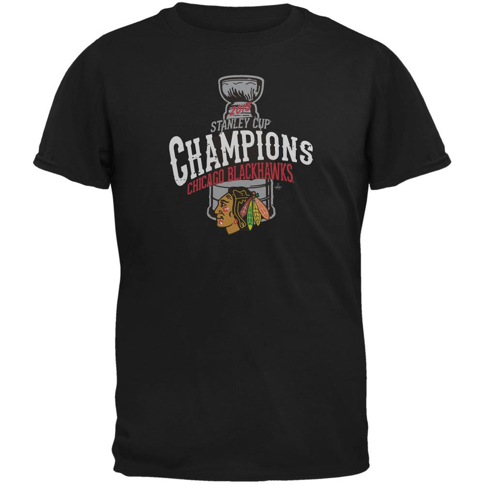 Chicago Blackhawks - 2015 Stanley Cup Champions Swoosh Black Soft T-Sh ...
