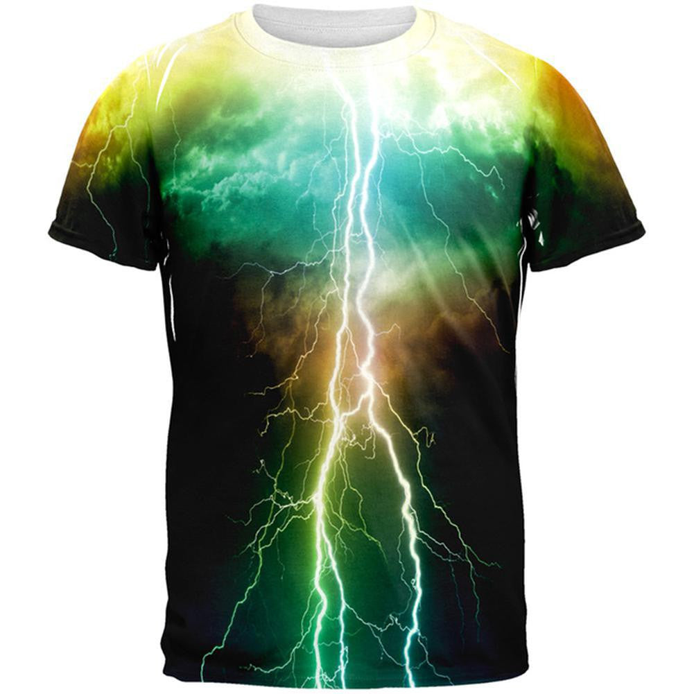 Colorful Lightning All Over Adult T-Shirt | Old Glory