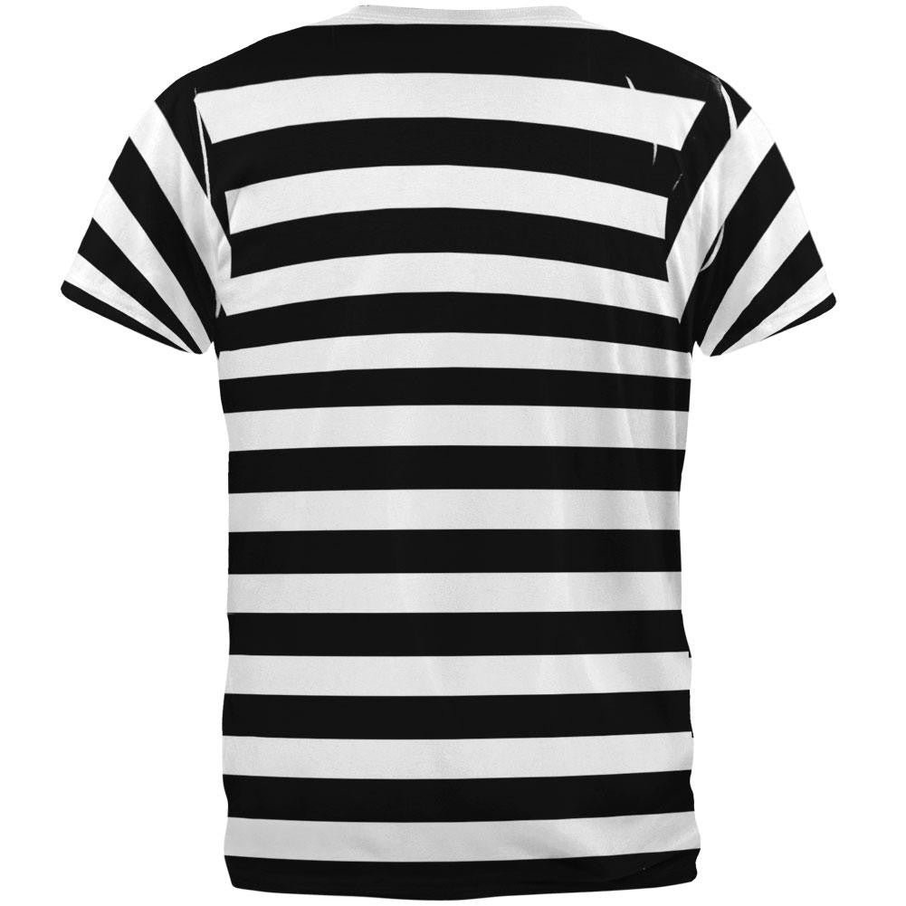 Halloween Prisoner Old Time Striped Costume All Over Adult T-Shirt ...