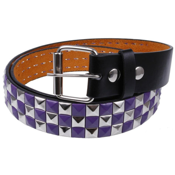 Purple & Silver Studded Leather Belt – OldGlory.com