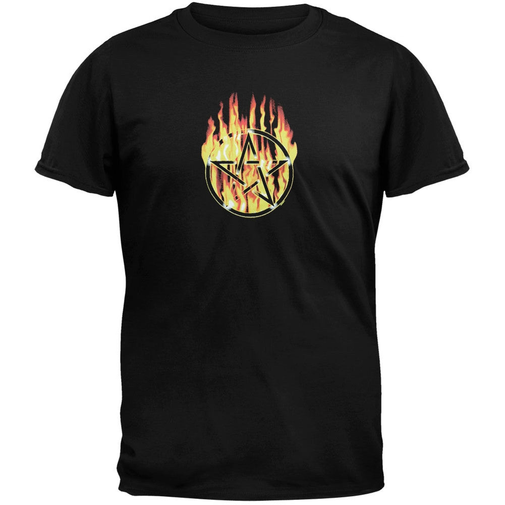 Flaming Pentacle Adult Black T-Shirt | Old Glory Novelty Apparel | Old ...