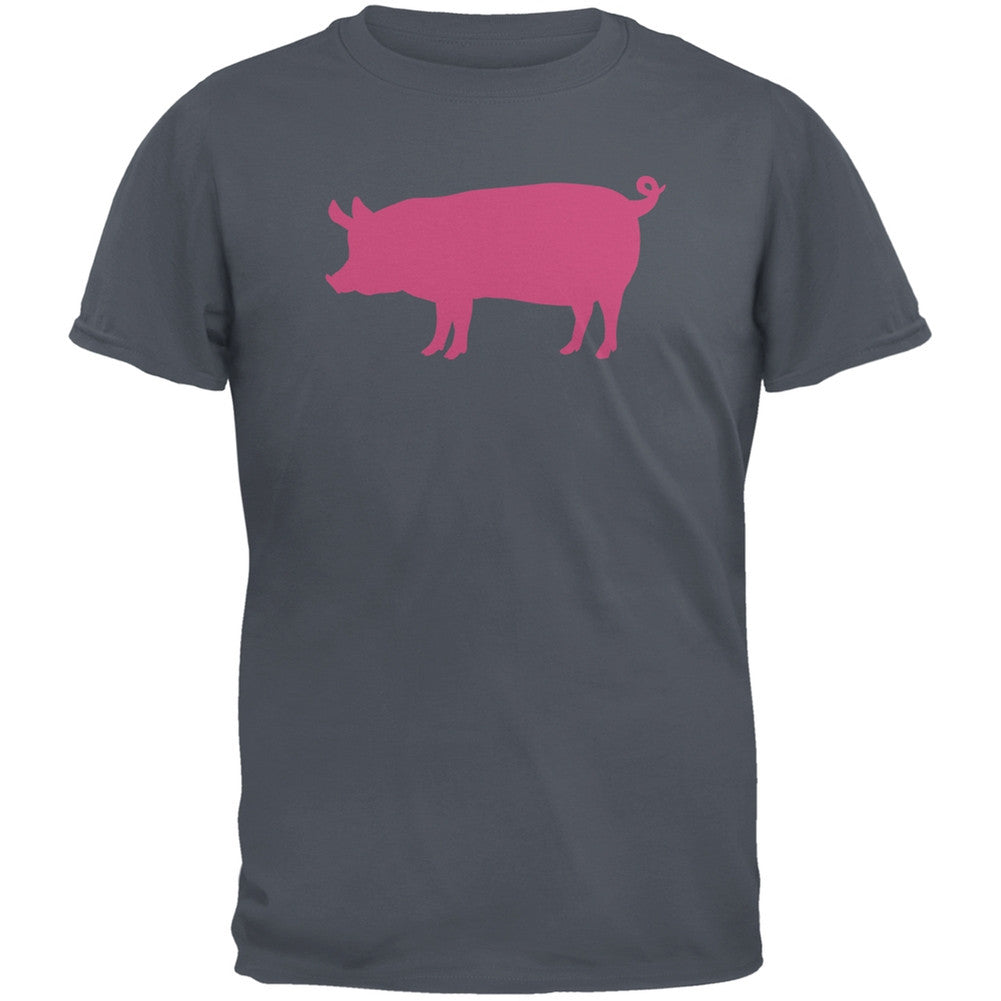Pink Pig Silhouette Black Adults T-Shirt – Old Glory