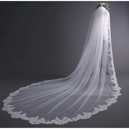 white cathedral wedding veil