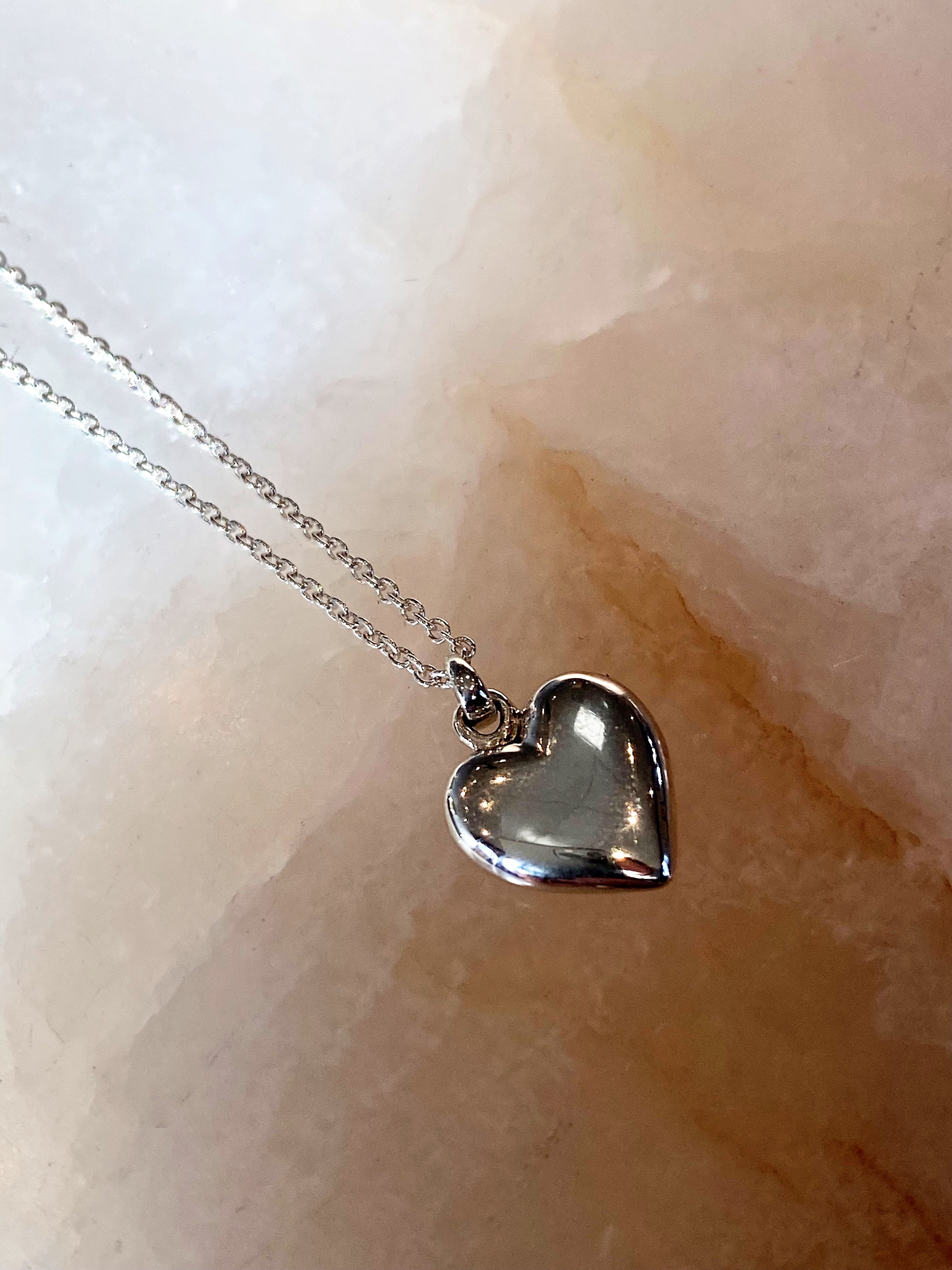 Silver Solid Heart Necklace