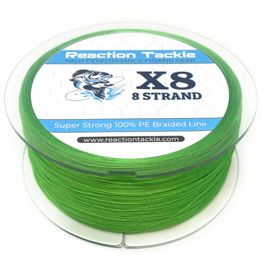 Reaction Tackle X8 Braided Fishing Line- Green Camo 8 Strand