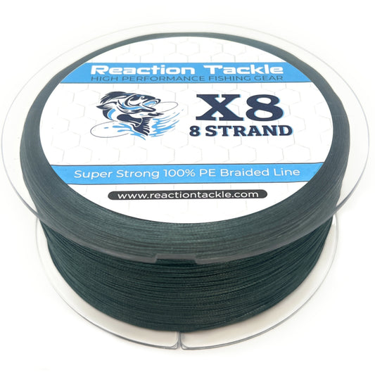 Reaction Tackle X8 Braided Fishing Line- Green Camo 8 Strand