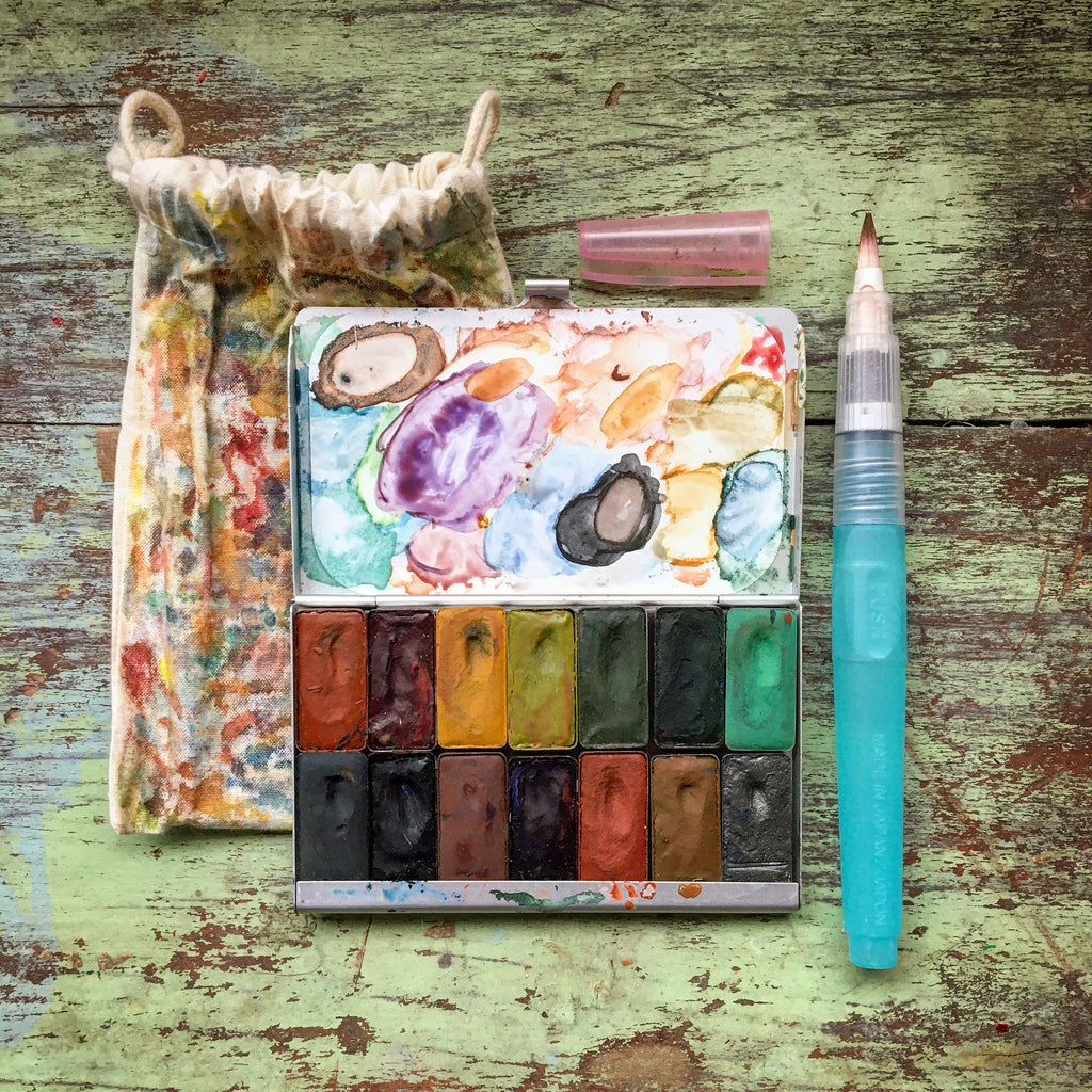 Greenleaf & Blueberry Handmade Watercolors Artisanal Watercolor Paints Travel Watercolor Pans Palette Pocket