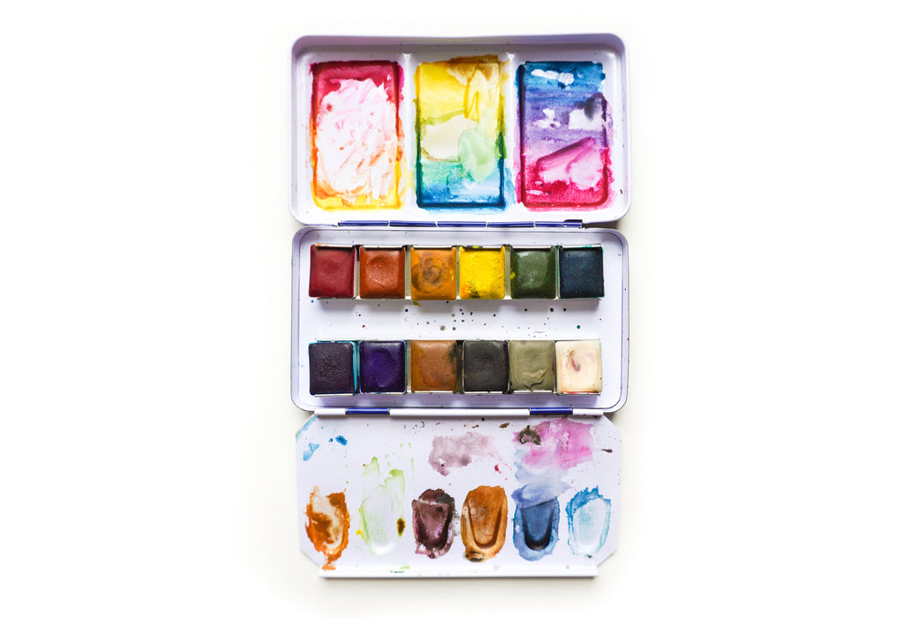 CMYKW Set Watercolor Palette, Half-Pans