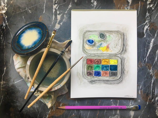 paint your watercolor palette portrait painting project jess greenleaf greenleaf and blueberry watercolor painting project idea