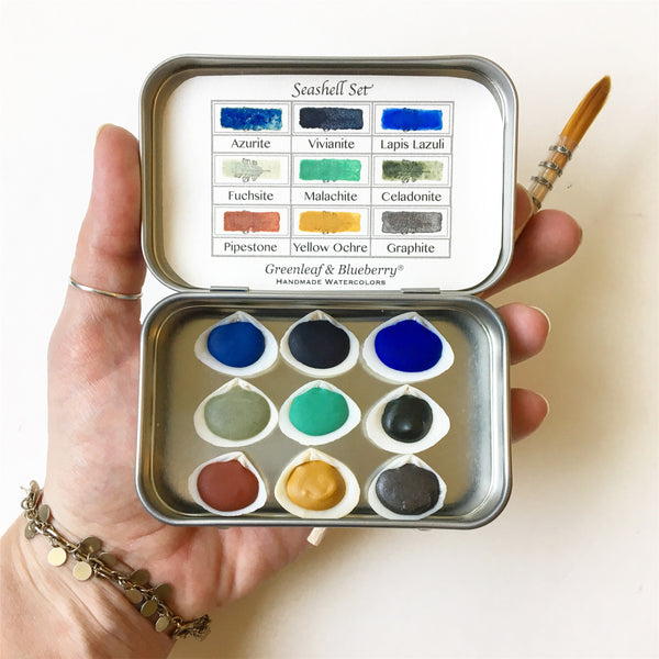 CMYKW Set Watercolor Palette, Full Pans – Greenleaf & Blueberry