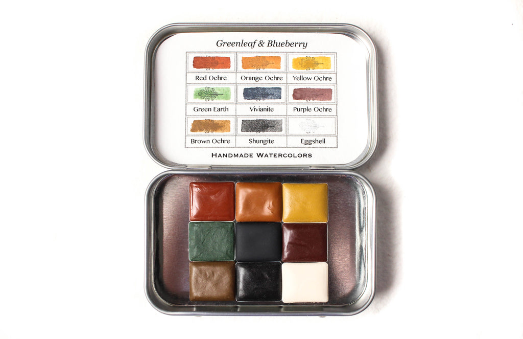 Greenleaf & Blueberry Artisanal Handmade Watercolors The Ochre Travel Palette