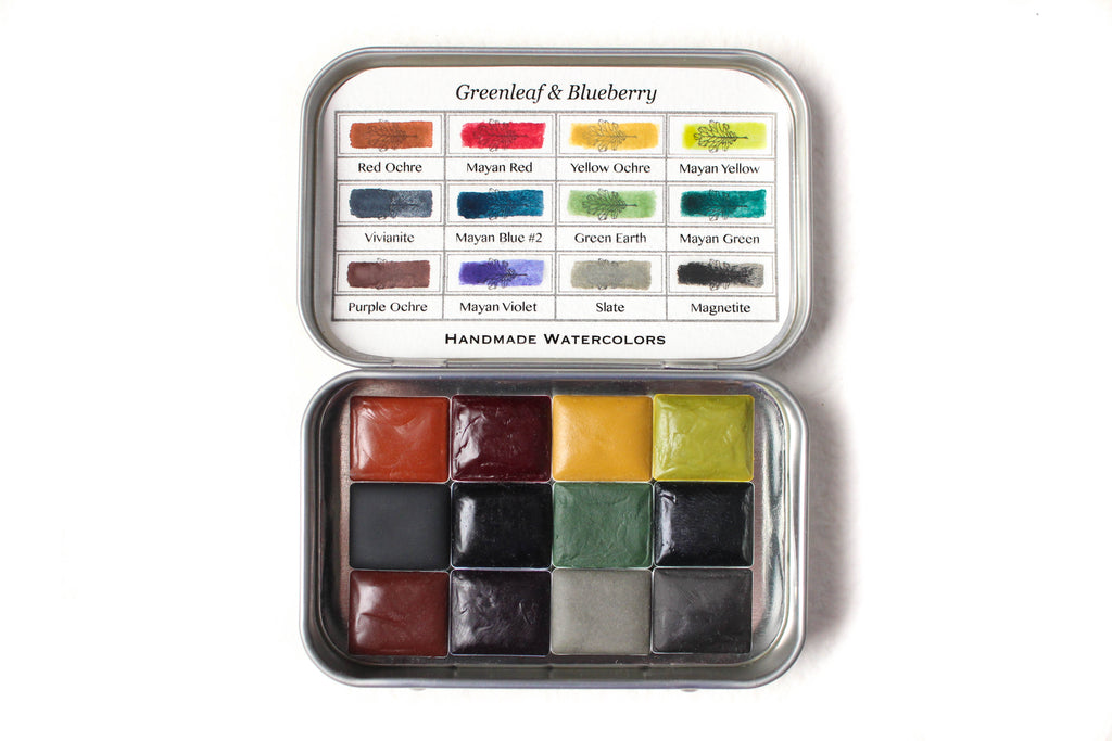 Greenleaf & Blueberry Artisanal Handmade Watercolors The Adventure Travel Palette