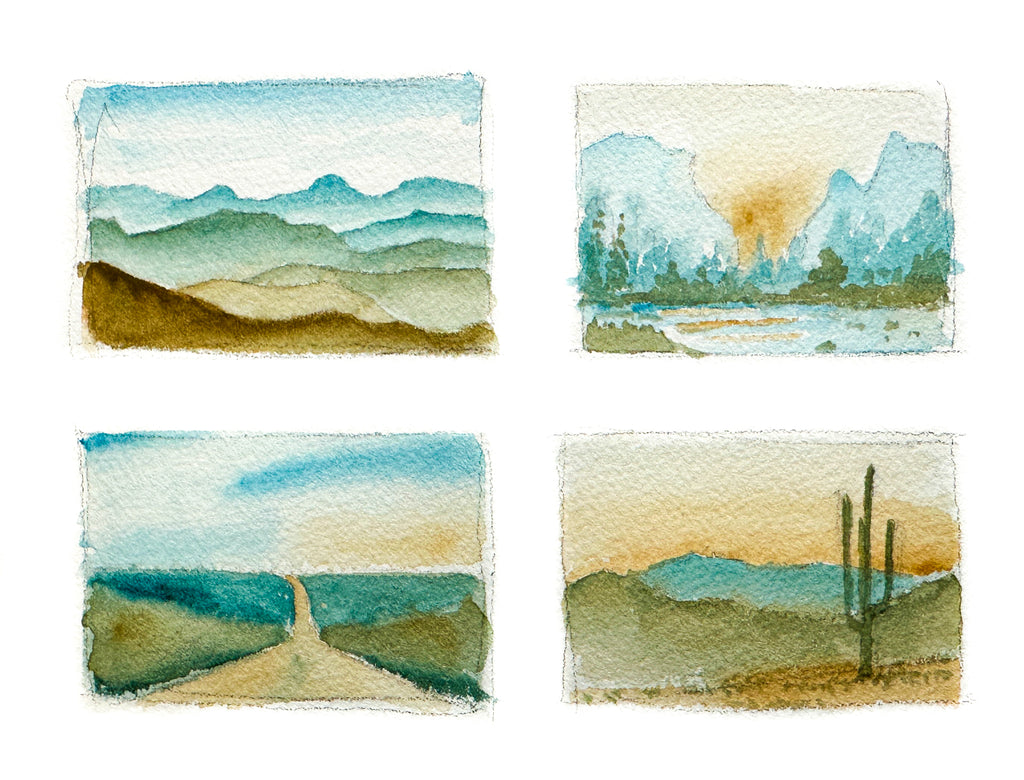 Thumbnail sketches painted using the Wild Bird's Egg Set