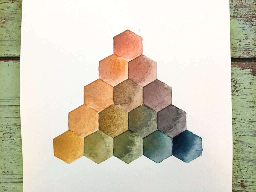 Greenleaf & Blueberry Handmade Watercolors Creating A Color Pyramid Triangle Color Mixing Chart Color wheel