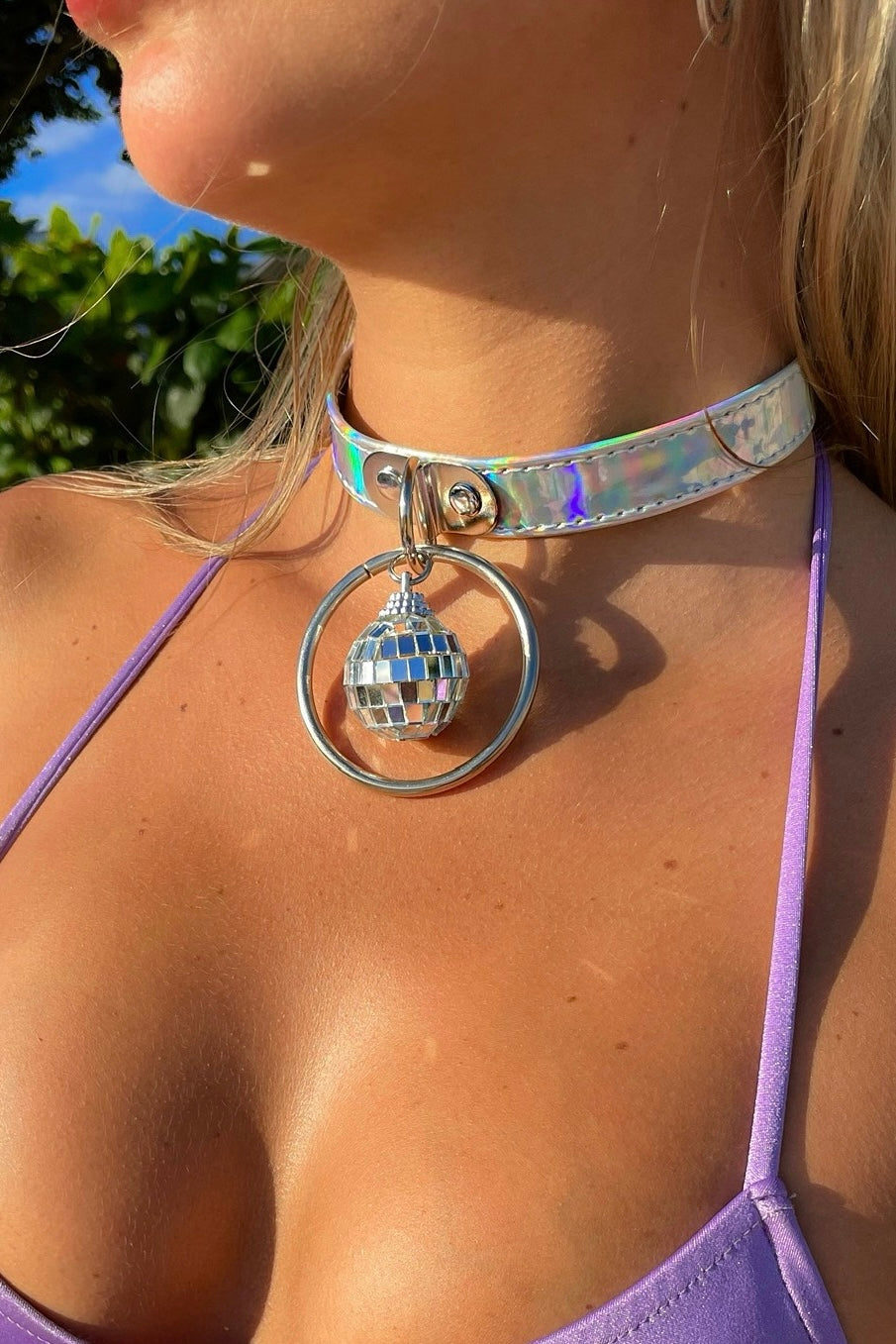 Stacked Crystal Choker - Holographic PVC – SPACE ISLAND