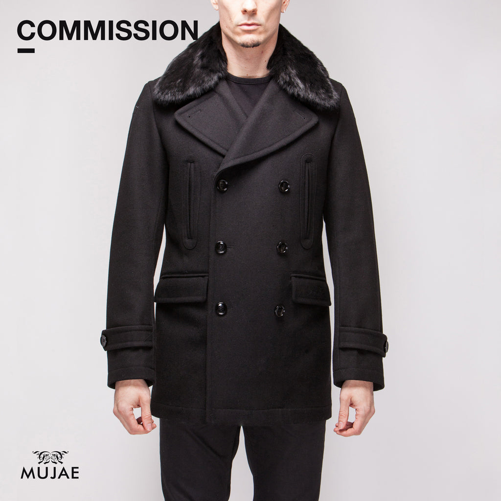 pea coat with fur collar