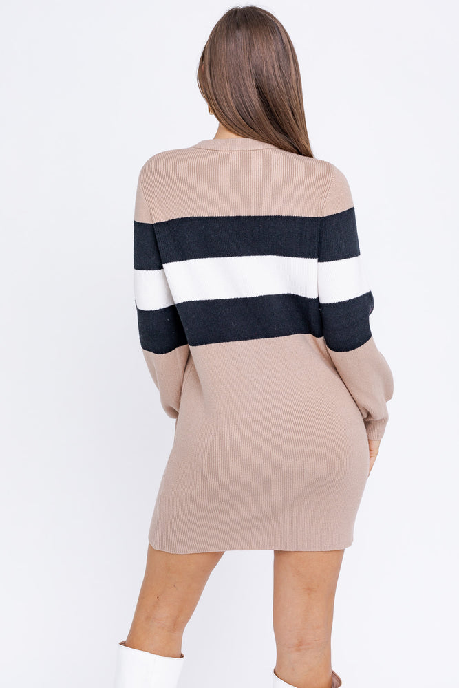 Tri-Tone Sweater Dress