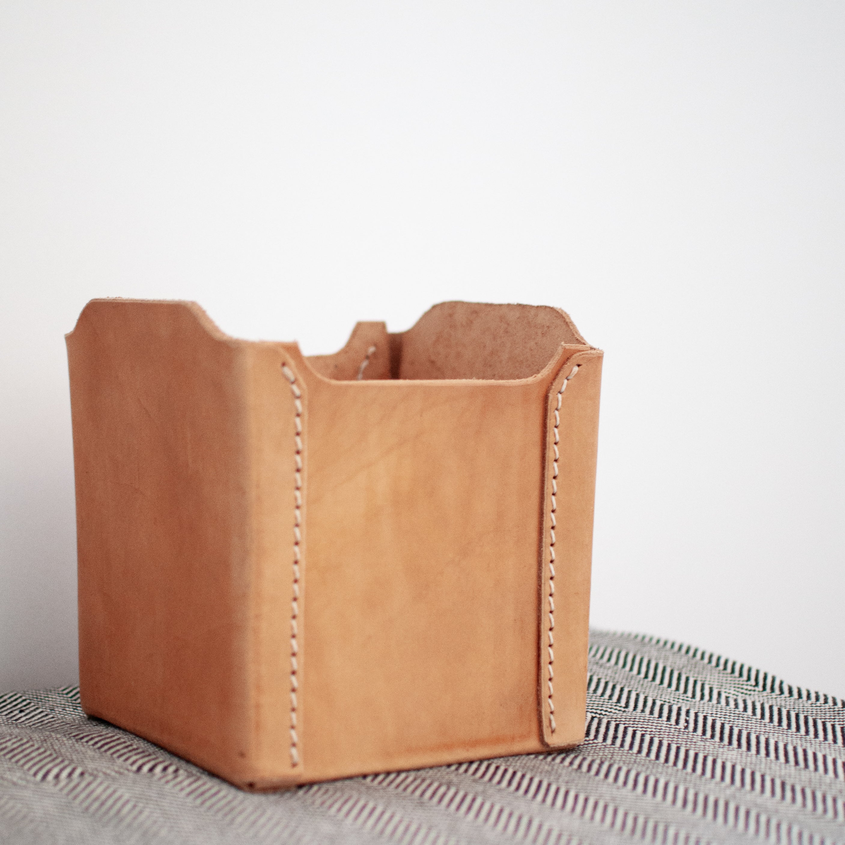 Leather Basket - Natural - Small