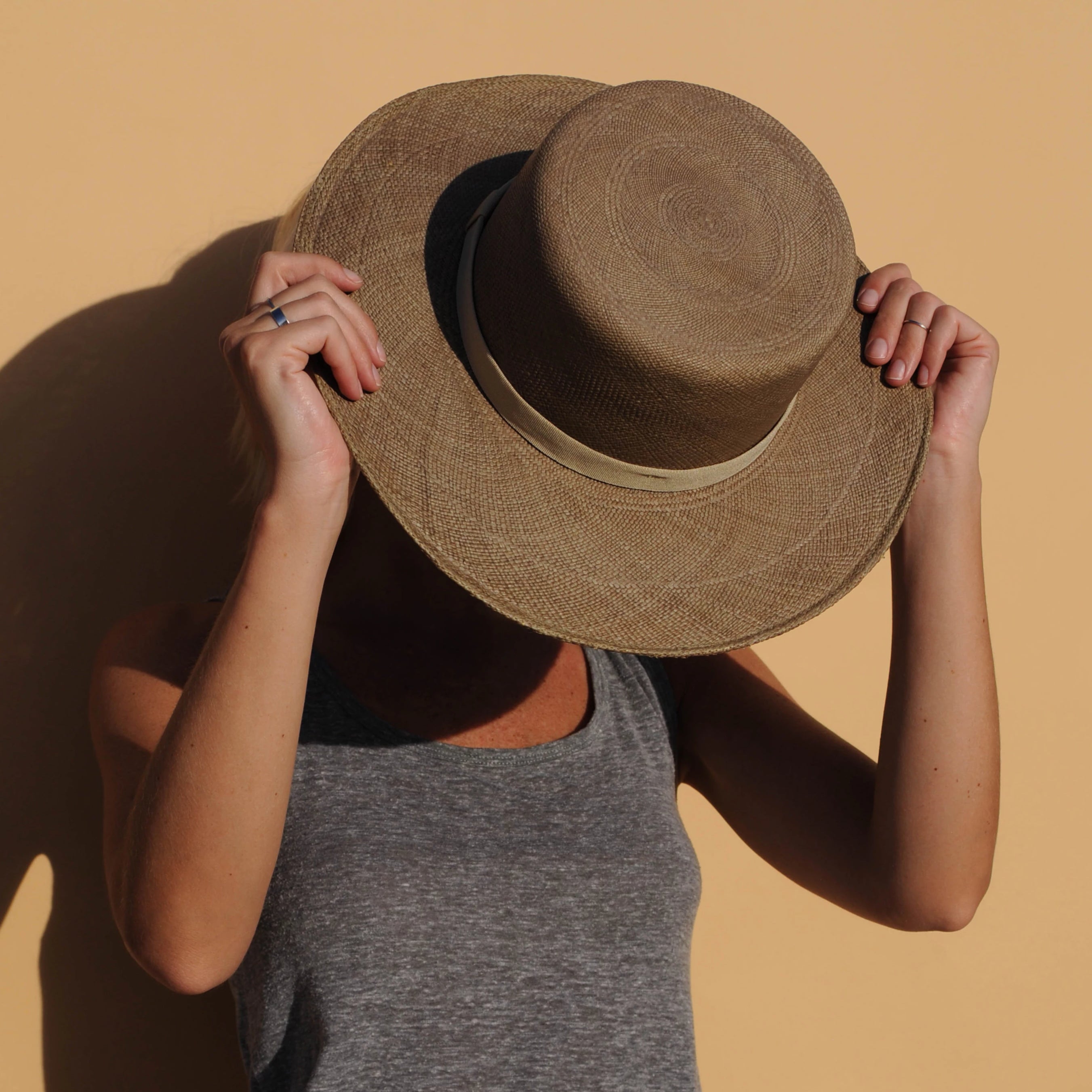 Flat Top Straw Hat - Olive