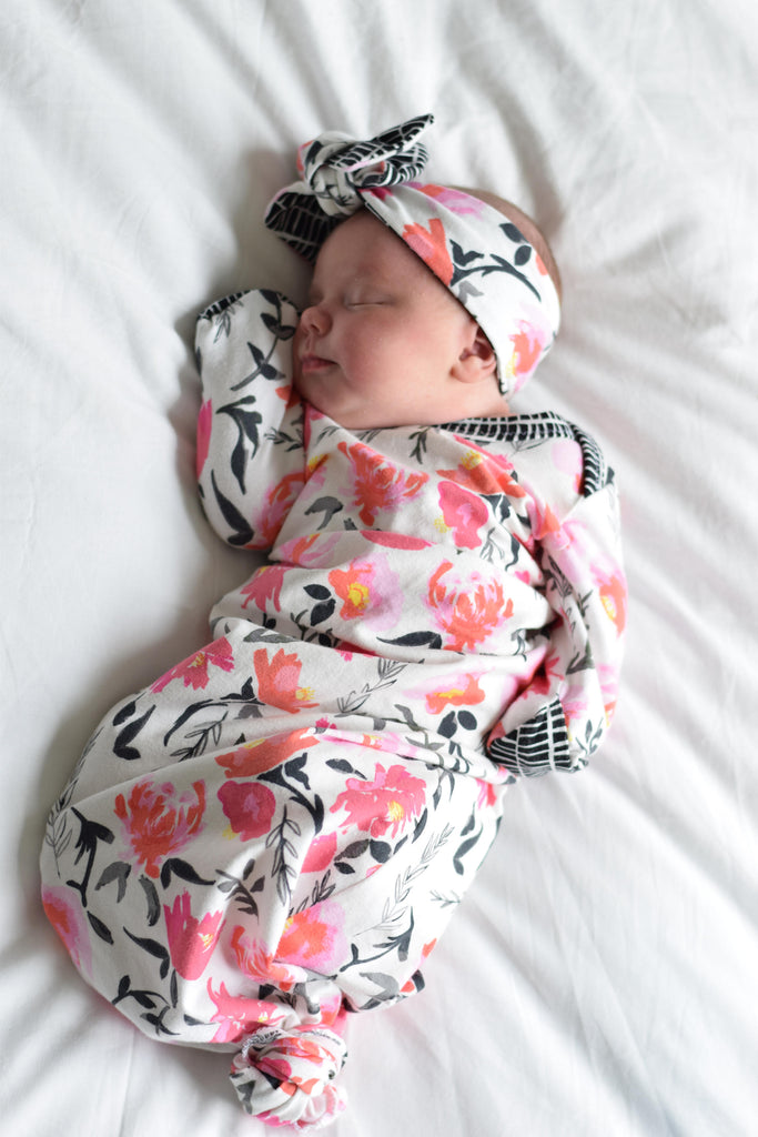 floral knotted baby gown