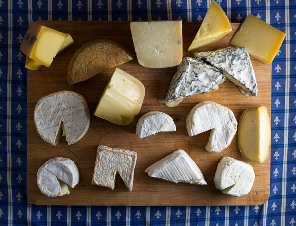 large selection of different american artisan cheeses