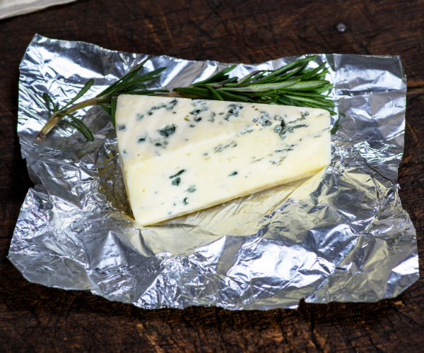 blue cheese wrapped in foil