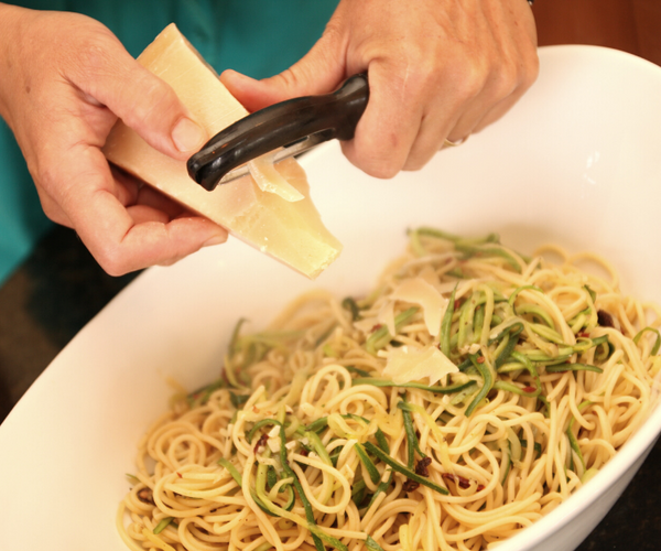 vegetable peeler for grating parm over pasta
