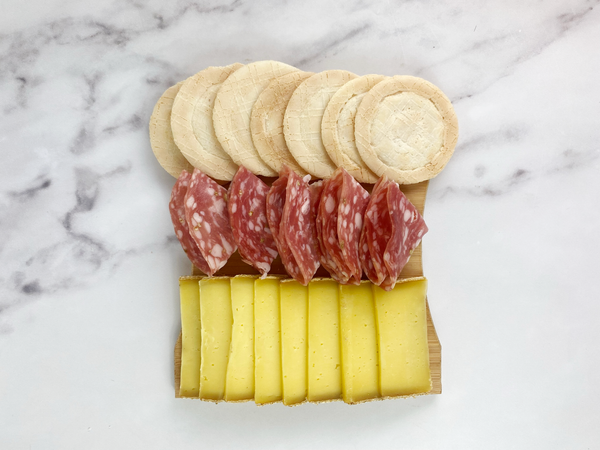 appalachian tomme with salami toscano and crackers