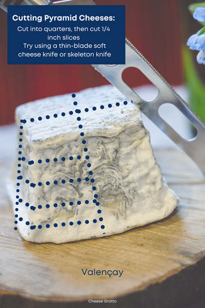 how to cut pyramid cheeses like valencay graphic