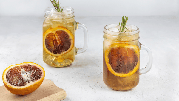 kombucha cocktails with citrus and rosemary