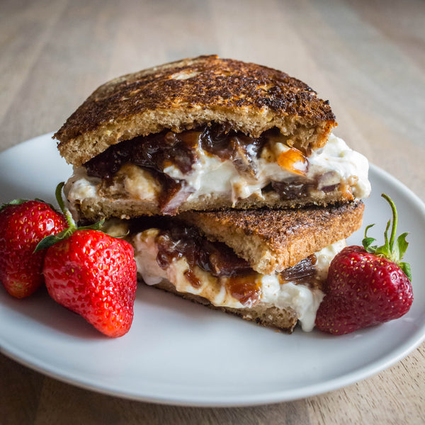 strawberry bacon jam with burrata grilled cheese