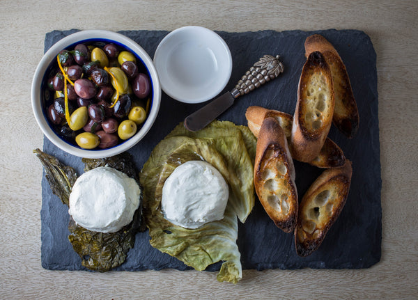 goat cheese and mixed olives