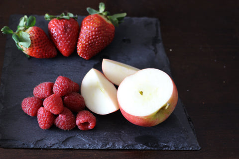 slate serving board with fruit