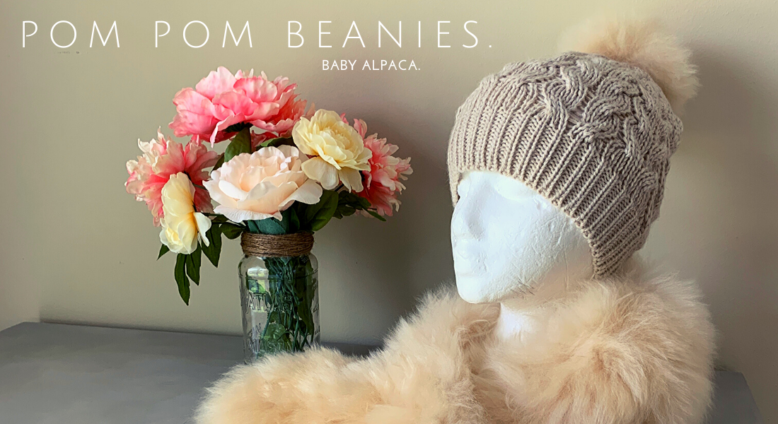 Handmade real fur Pom pom beanie by Peruvian Accent