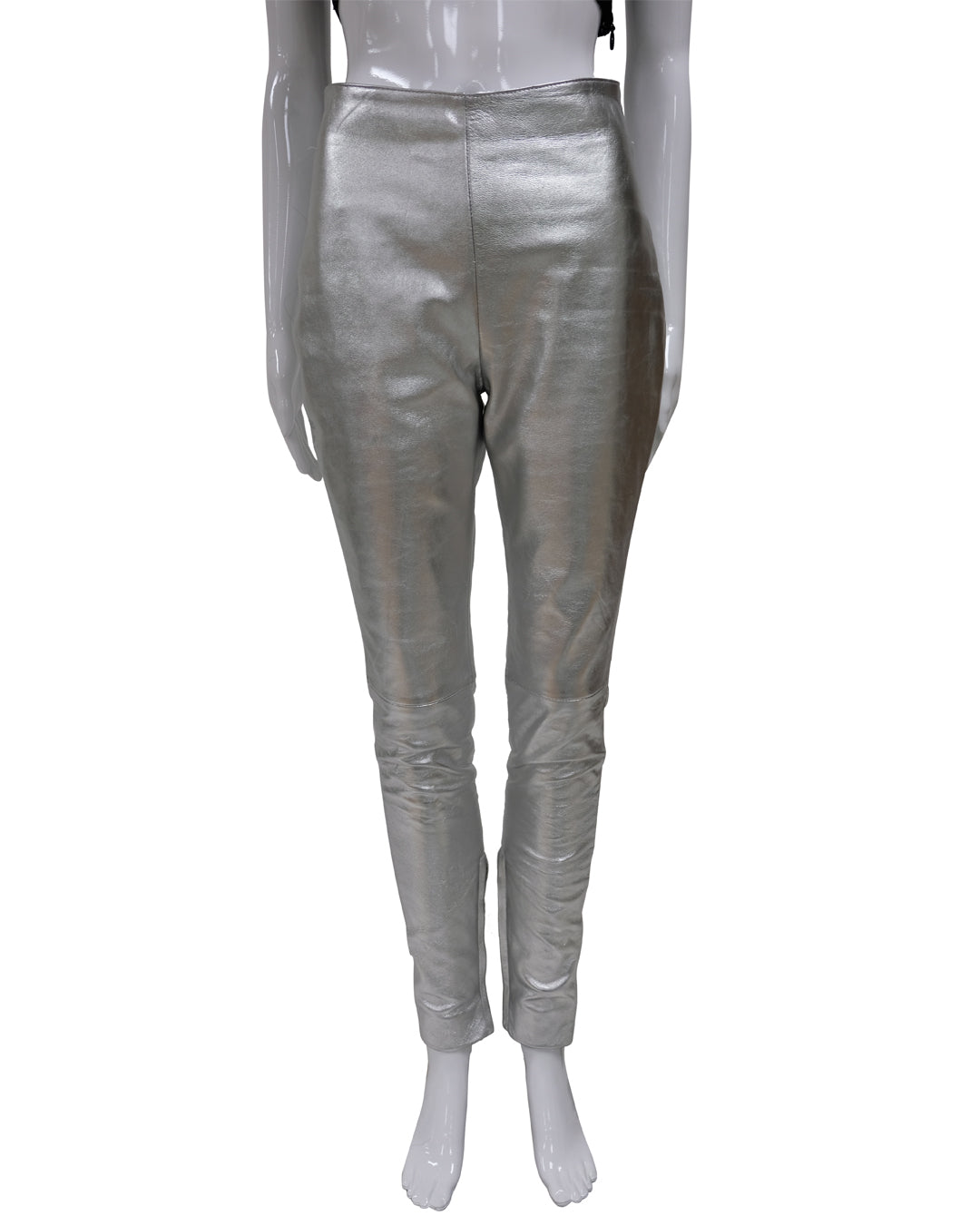 silver leather trousers