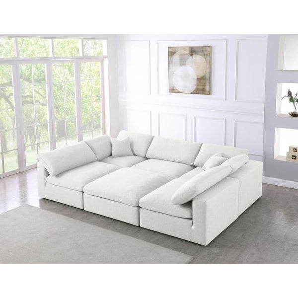 Meridian Furniture Serene Linen Deluxe Cloud Modular Down Filled Overstuffed Sectional 6C - Living Room Furniture